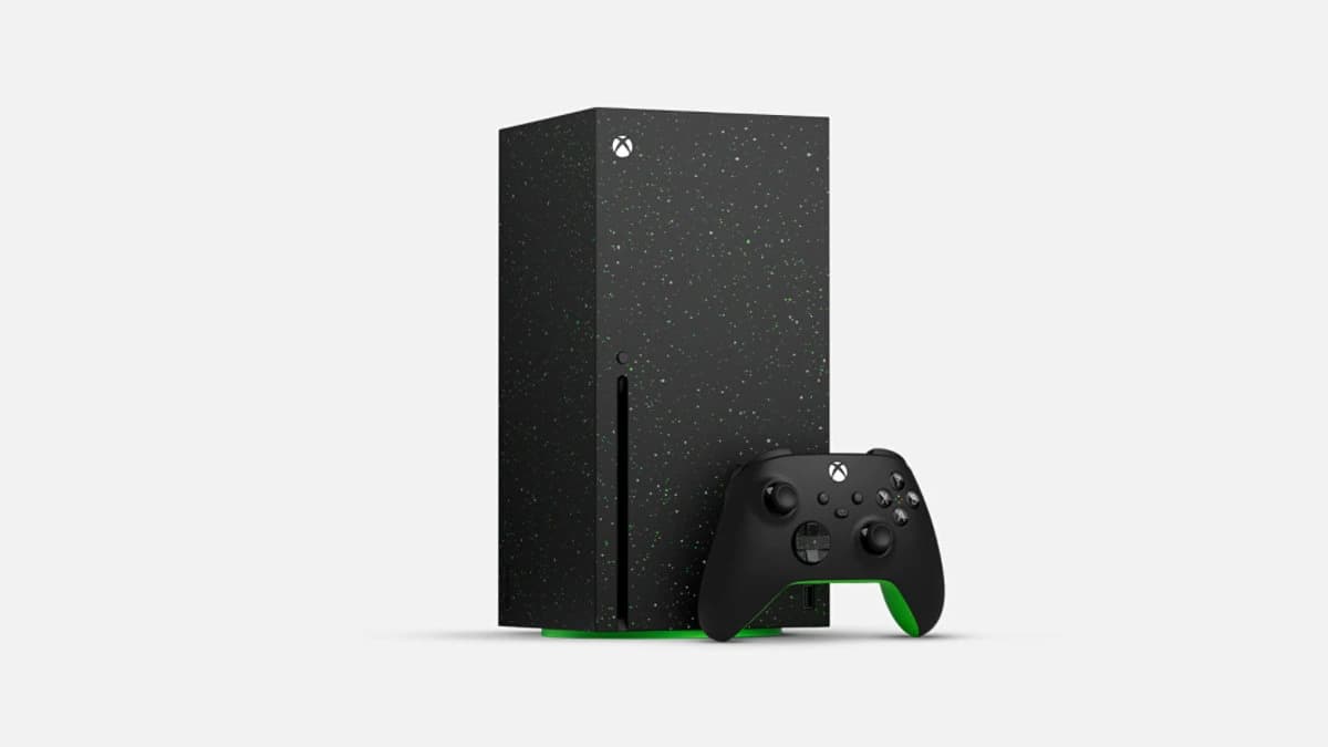 Visuel produit officiel de la Xbox Series X 2 To Galaxy Black avec sa manette.