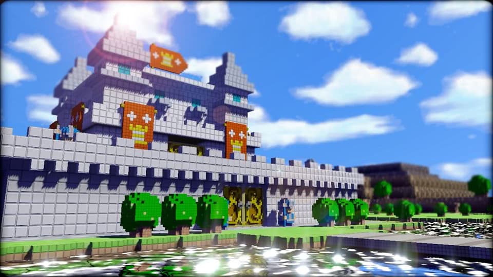 3D Dot Game Heroes : château composé de blocs.