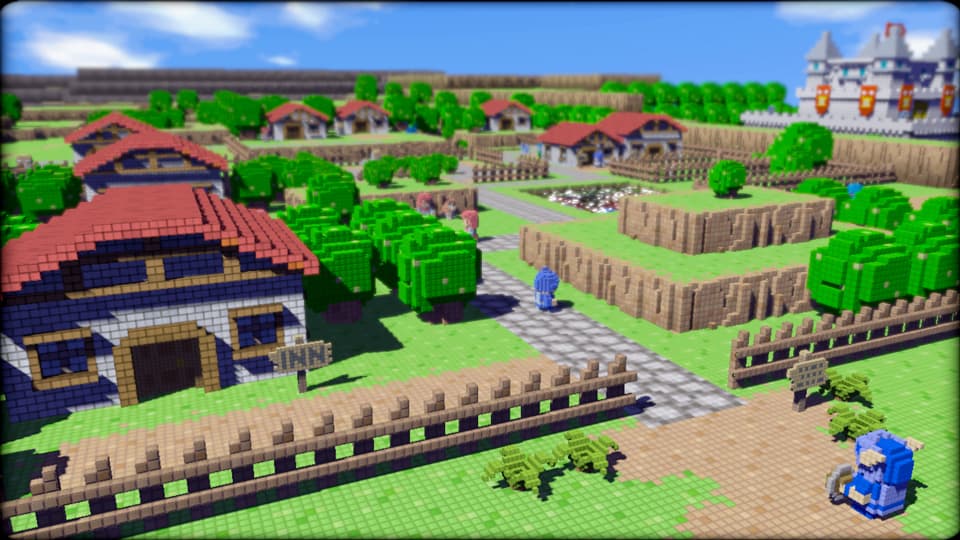 3D Dot Game Heroes : village en trois dimensions.