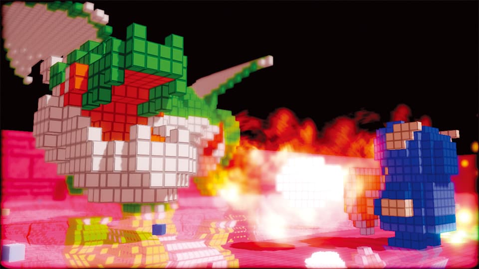 3D Dot Game Heroes : combat contre un monstre.