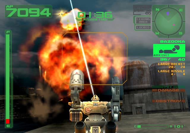 Tir et explosion dans une zone de combat.