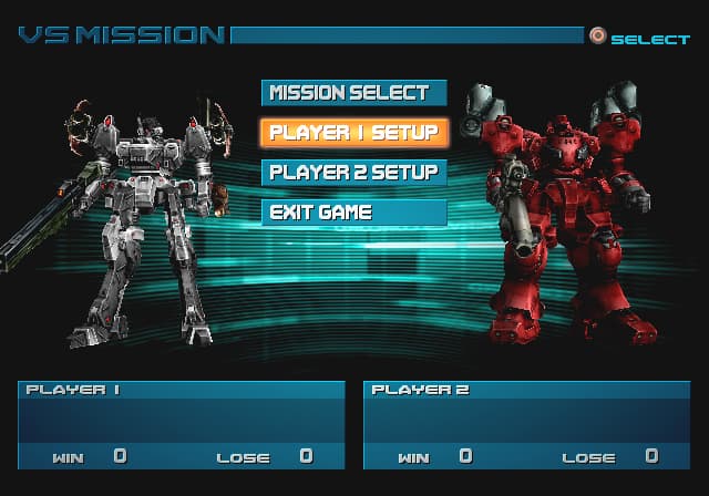 Menu de préparation du mode VS Mission.