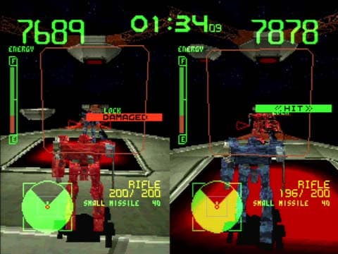 Affrontement à deux avec les vues des deux pilotes · version PlayStation d’origine.