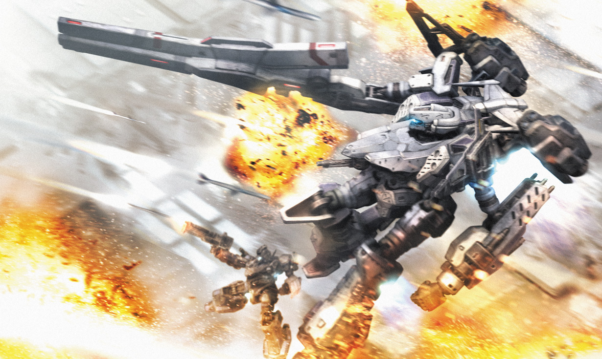 Illustration officielle complète de Armored Core: Silent Line Portable.