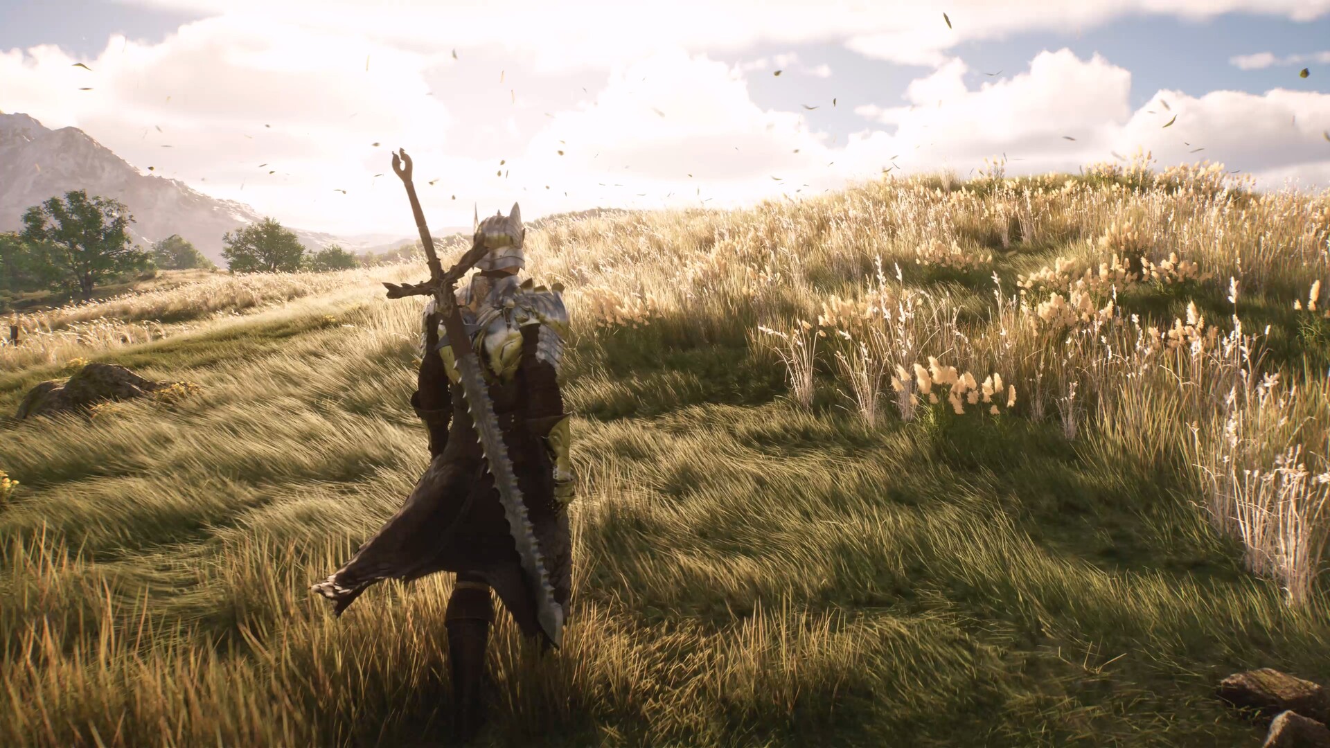 Un aventurier avance dans les hautes herbes.