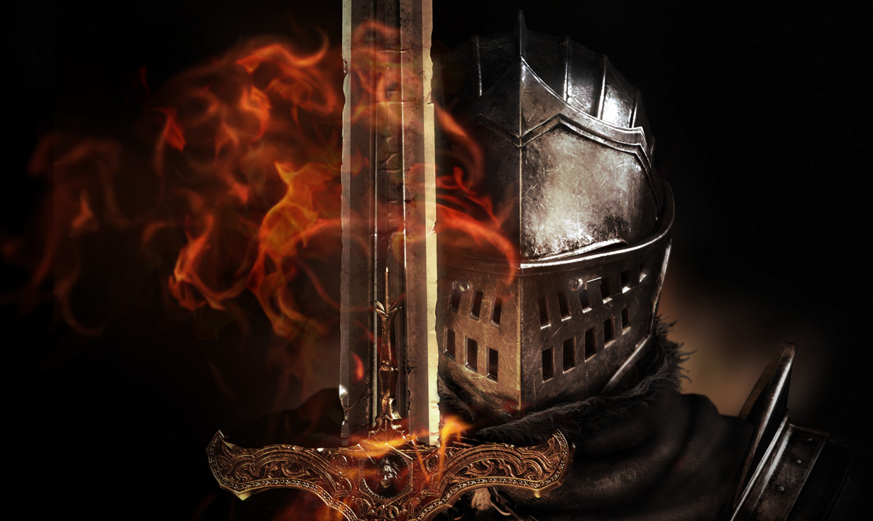 Illustration promotionnelle officielle complète de Dark Souls.