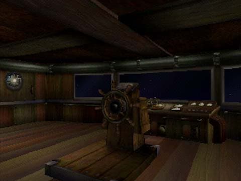 Echo Night : intérieur du bateau et sa roue.