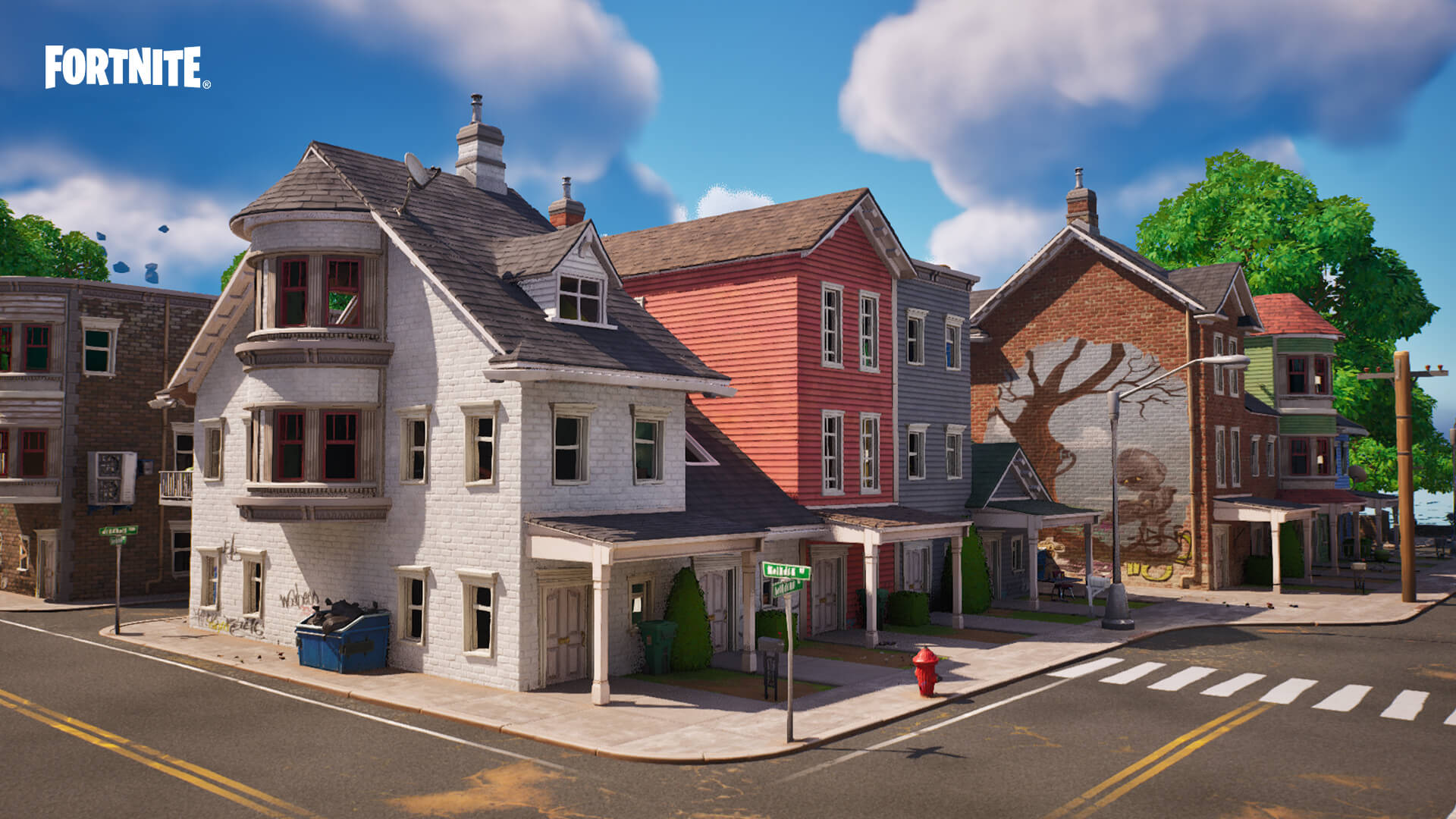 Rue et maisons du Chapitre 4 de Fortnite