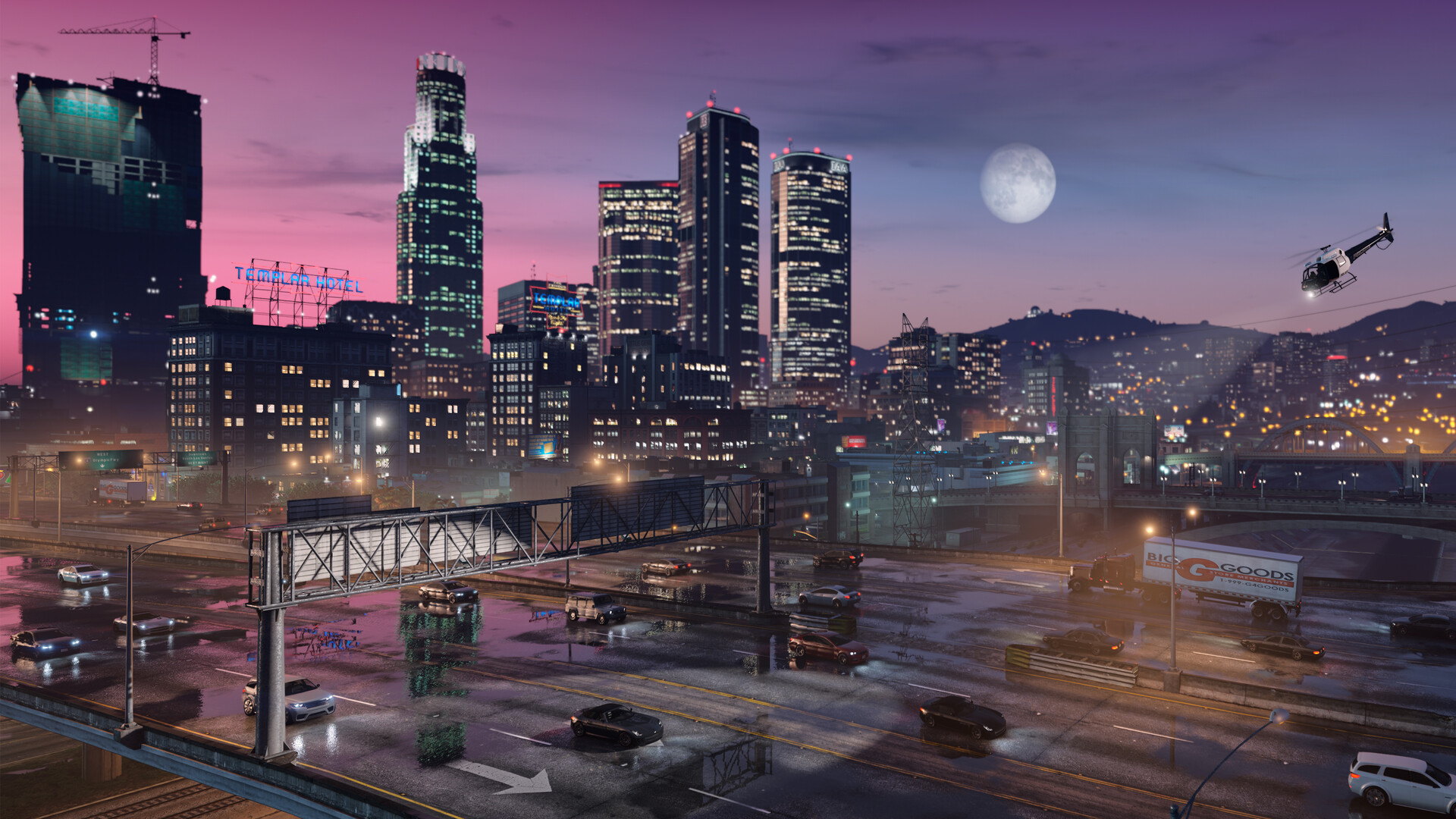 Los Santos à la tombée de la nuit — Grand Theft Auto V Enhanced, visuel officiel