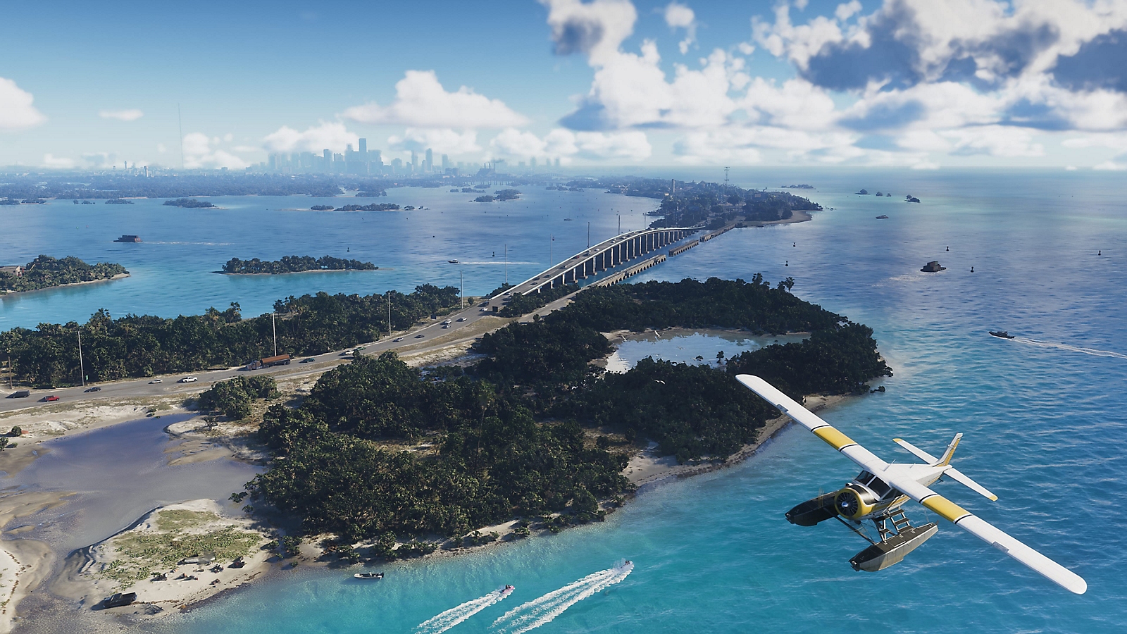 Hydravion au-dessus des îles de Leonida.