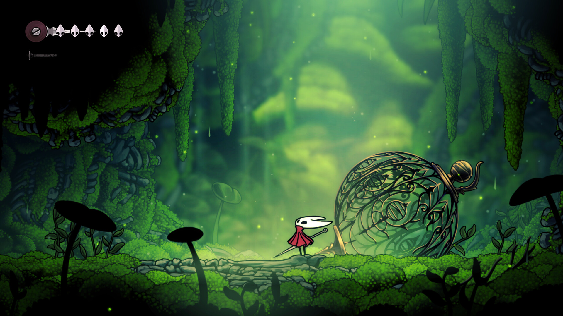 Hornet dans une grotte verdoyante — Hollow Knight: Silksong, visuel officiel