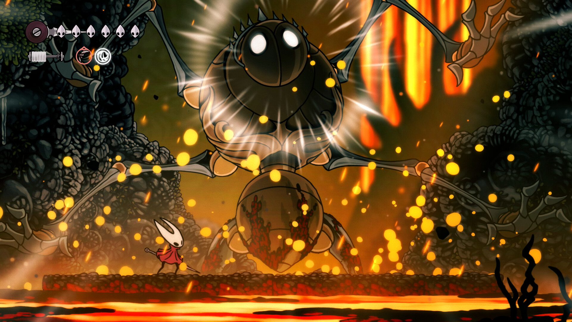 Combat de Hornet face à un adversaire imposant — Hollow Knight: Silksong, visuel officiel