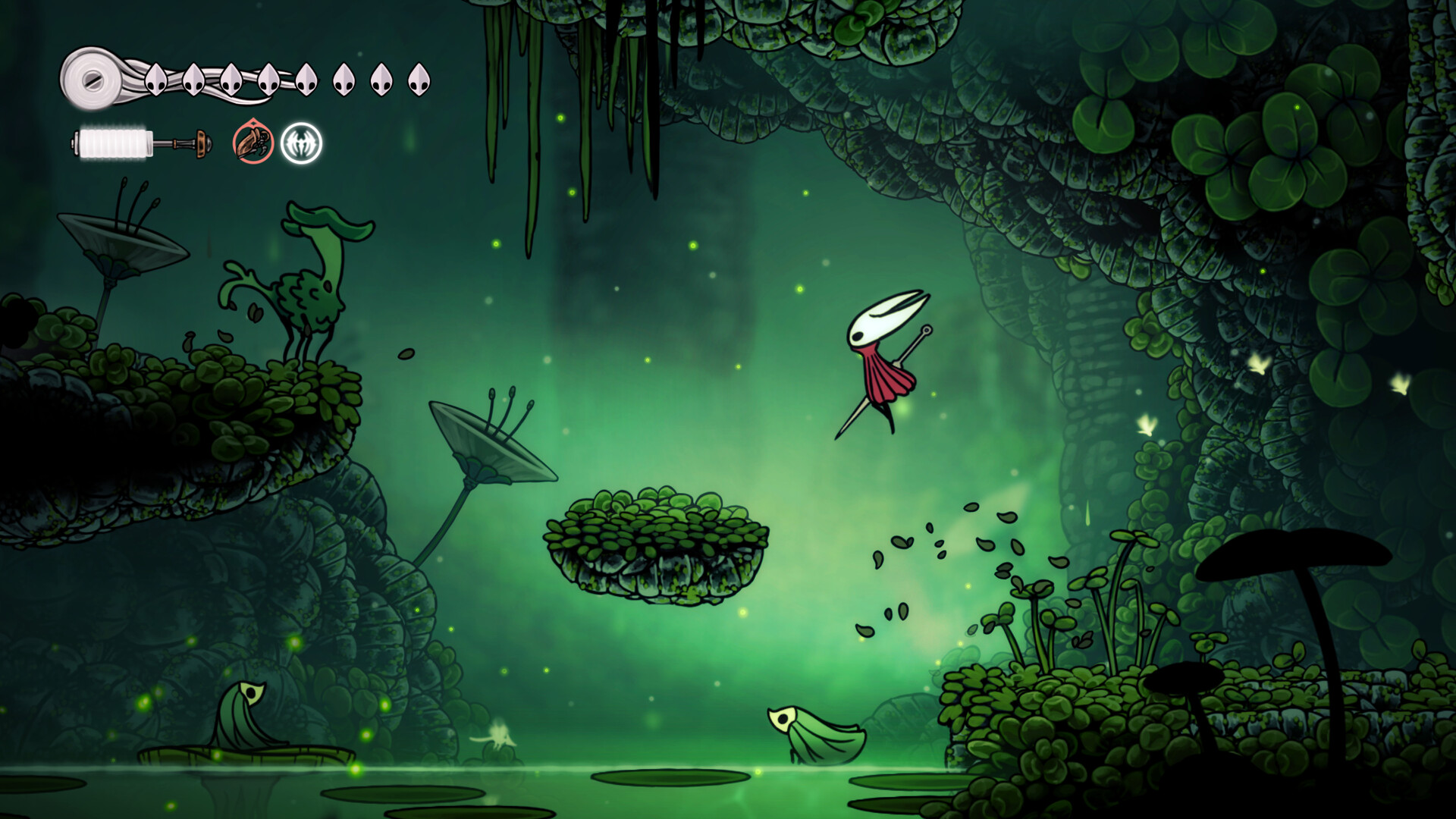 Passage au-dessus d’une zone verdoyante — Hollow Knight: Silksong, visuel officiel