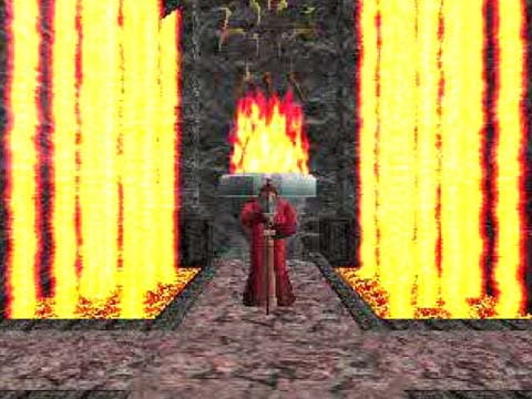 King’s Field III (Japon) / King’s Field II : passage entouré de flammes.