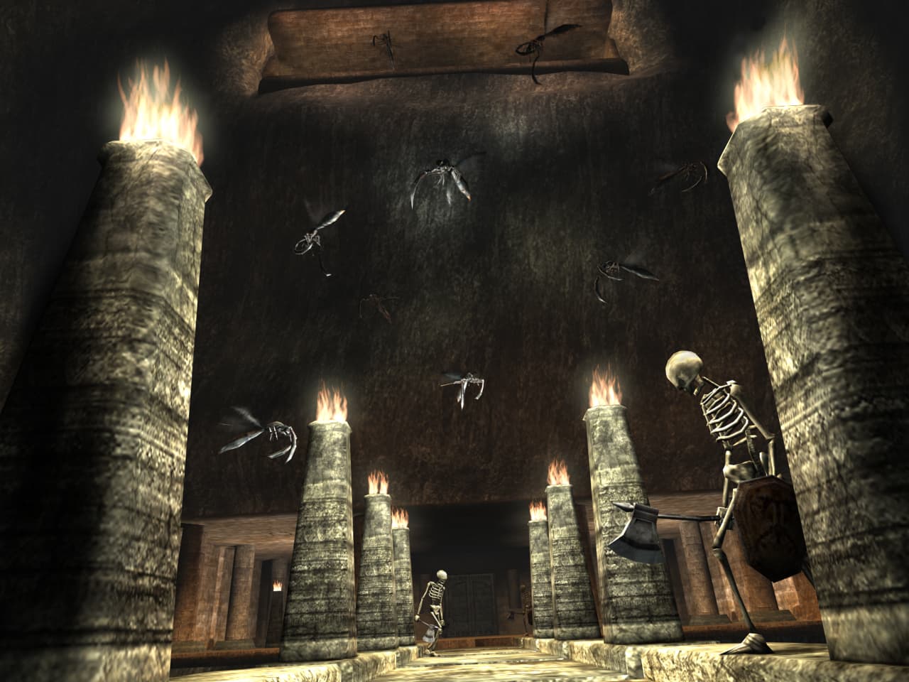 King’s Field IV / The Ancient City : salle éclairée par des torches.