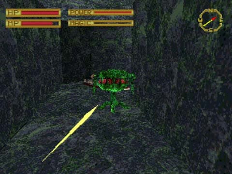King’s Field (Japon, 1994) : monstre rampant dans un passage.