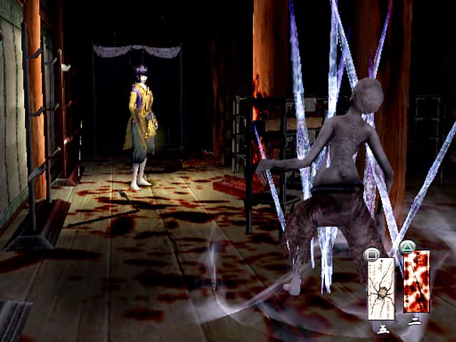 Kuon : combat dans un corridor.