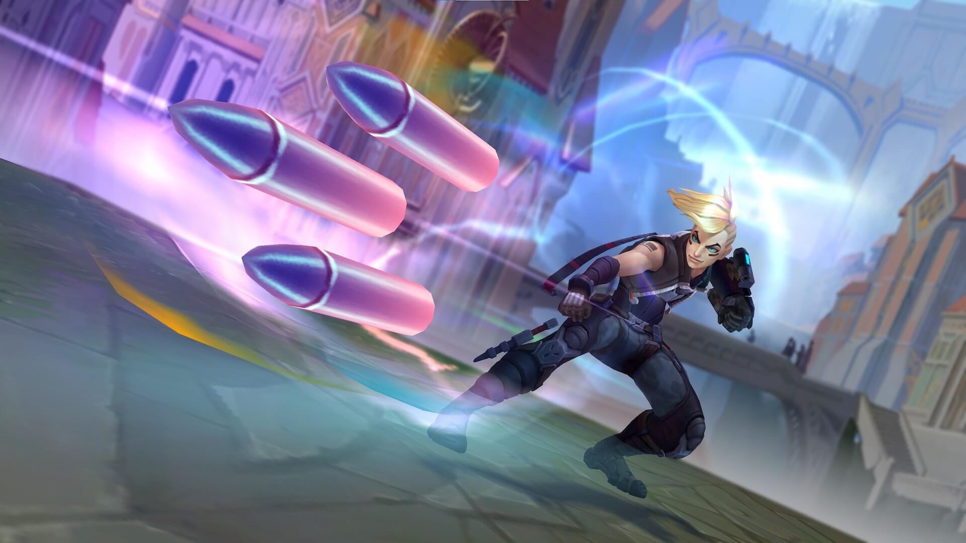 Ezreal esquive une salve dans un visuel officiel League of Legends