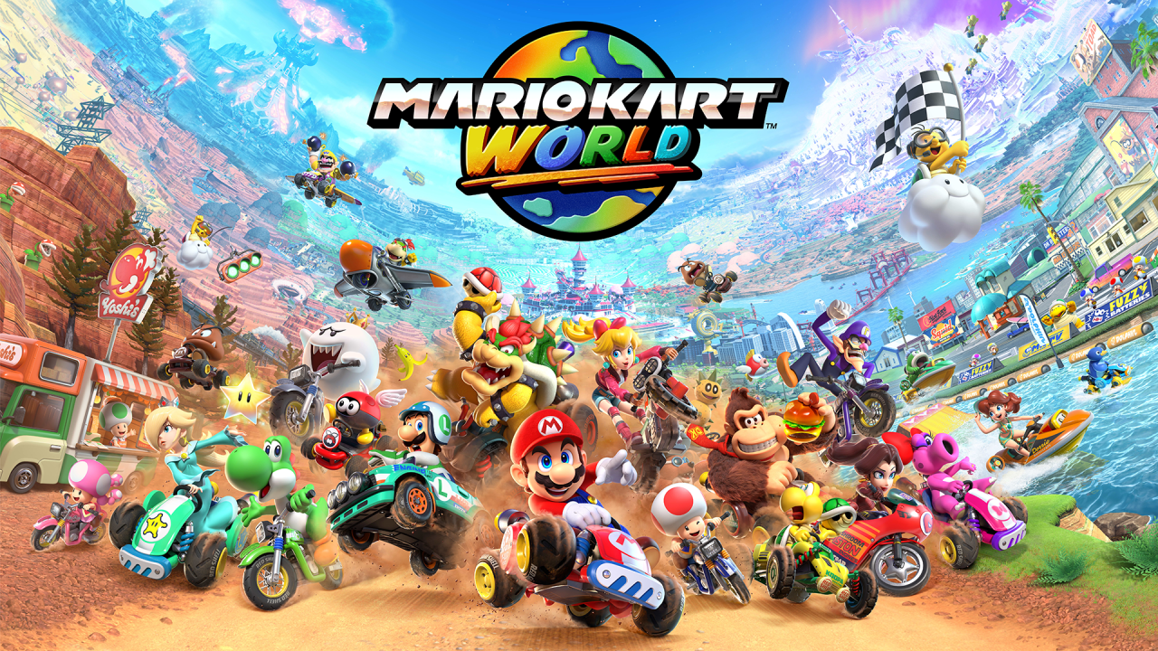 Illustration officielle de Mario Kart World.