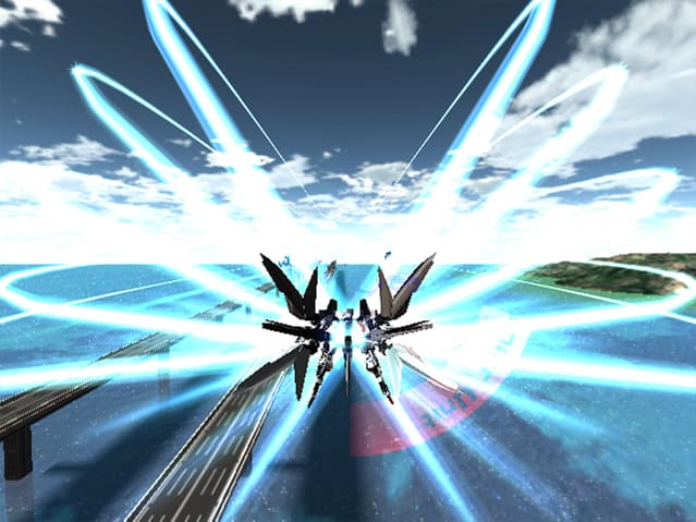 Un ARK traverse une zone parcourue d’effets lumineux.