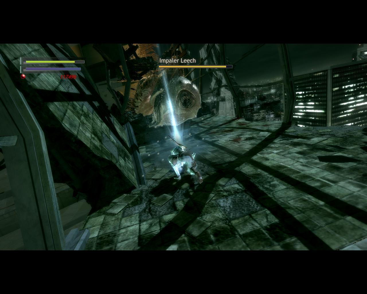 Ninja Blade : affrontement dans un bâtiment en ruines.