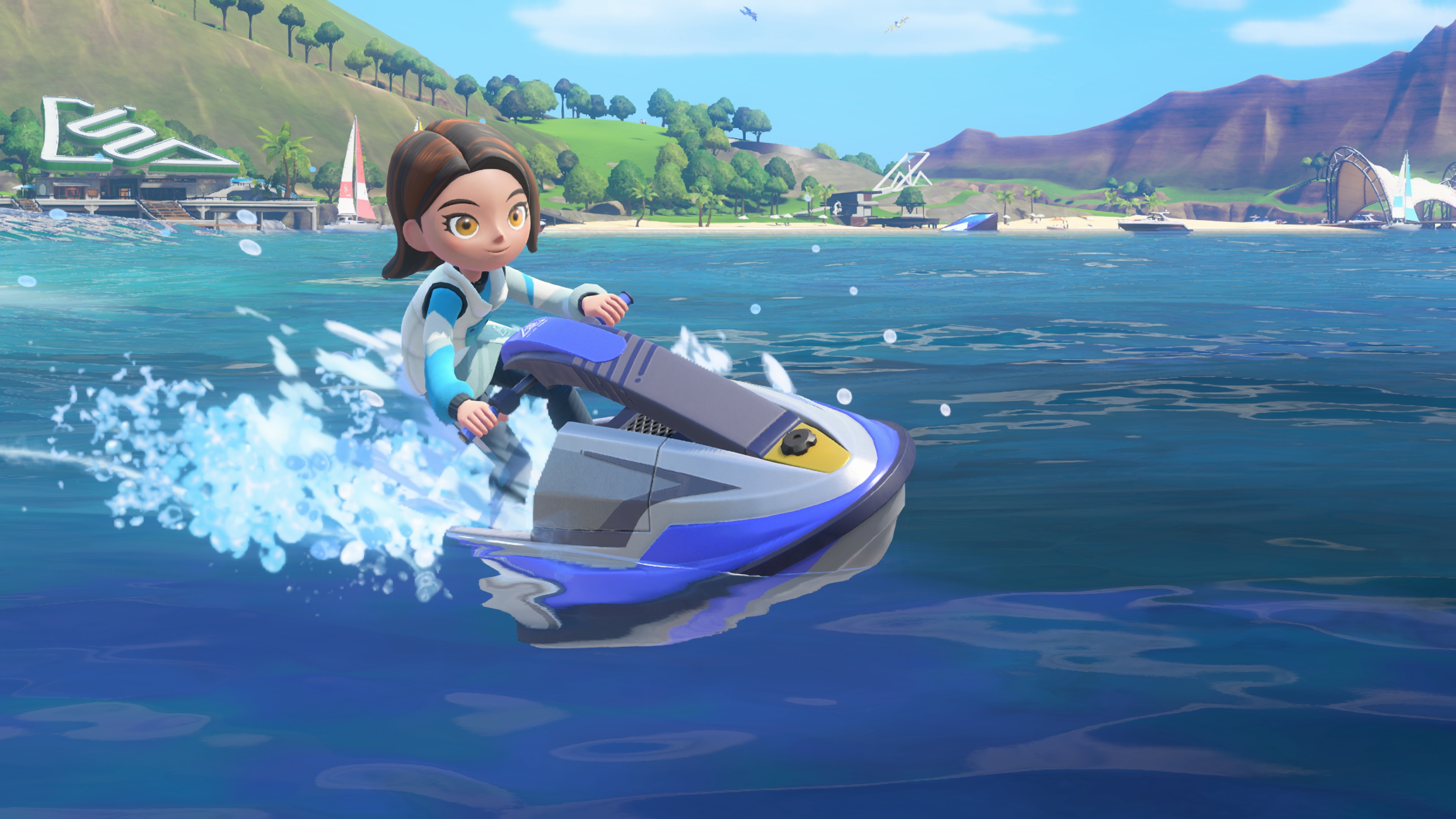 Course en motomarine sur la mer.