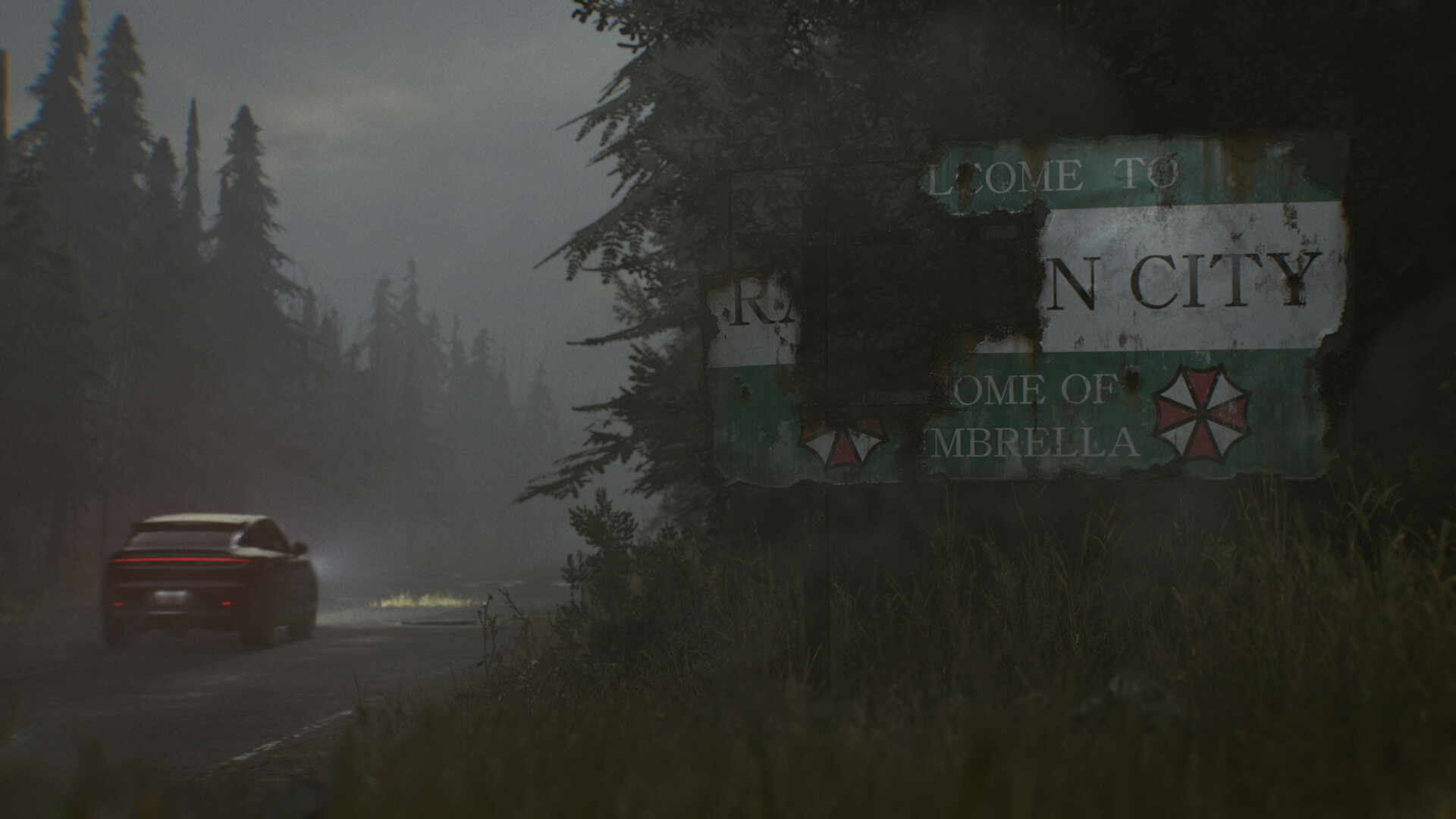 Entrée de Raccoon City dans la brume — Resident Evil Requiem, visuel officiel