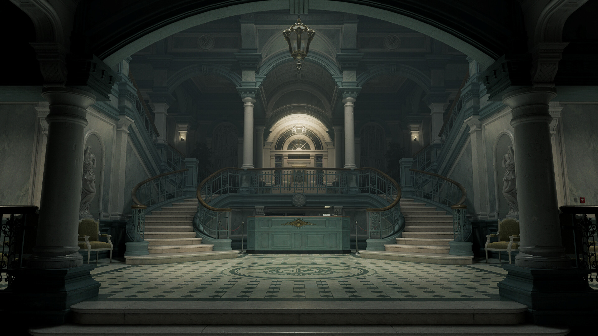 Hall d’un grand bâtiment désert — Resident Evil Requiem, visuel officiel