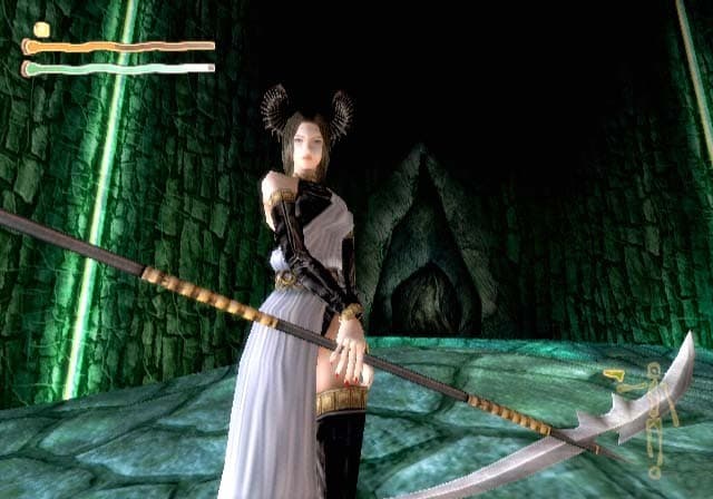 Shadow Tower Abyss : rencontre dans un passage vert.