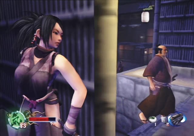 Tenchu: Fatal Shadows / Tenchu Kurenai : ayame près d’un garde.