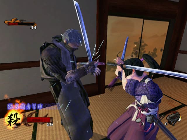 Tenchu: Return from Darkness : combat à l’épée dans une pièce.