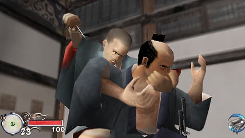 Tenchu: Time of the Assassins / Shinobi Taizen : attaque contre un garde.