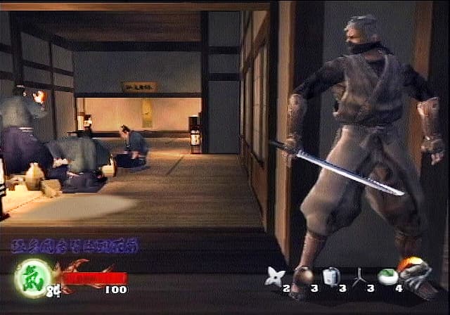 Tenchu: Wrath of Heaven / Tenchu 3 : infiltration dans une pièce.