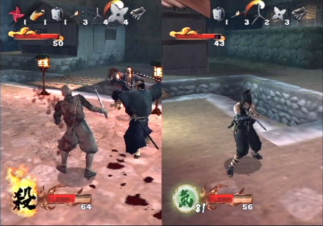 Tenchu: Wrath of Heaven / Tenchu 3 : affrontement à écran partagé.