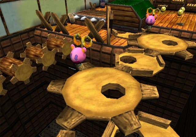 The Adventures of Cookie & Cream / Kuri Kuri Mix : mécanisme dans une structure en bois.