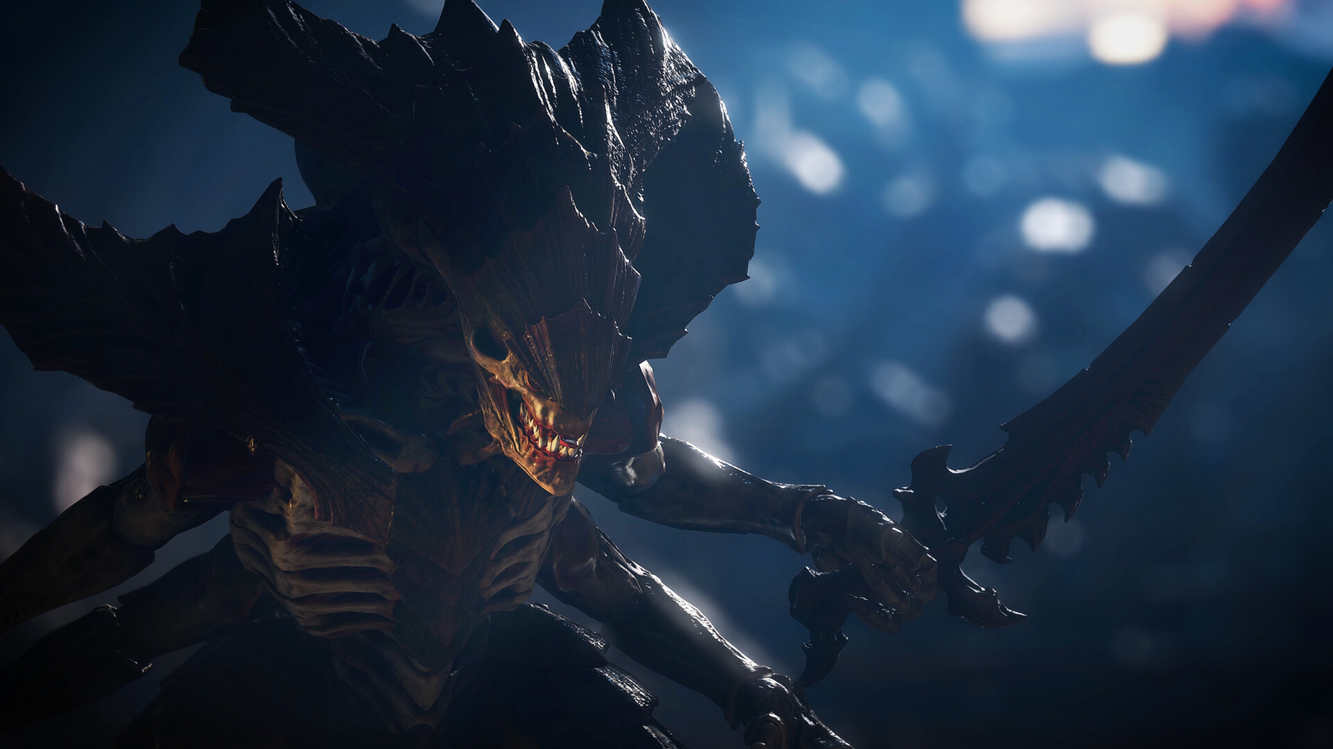 Créature imposante dans un environnement sombre — Warhammer 40,000: Space Marine 2, visuel officiel