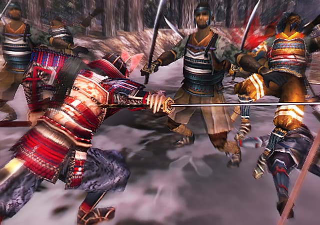 Yoshitsune Eiyuden : groupe de combattants en armure.