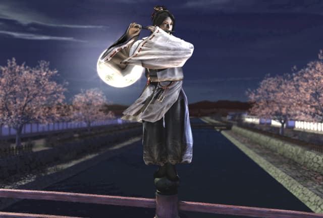 Yoshitsune Eiyuden : personnage avec une arme imposante.