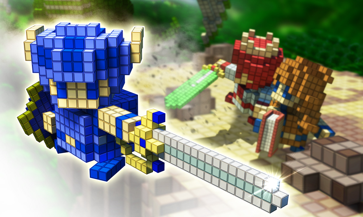 Illustration officielle complète de 3D Dot Game Heroes, publiée dans l’archive FromSoftware.