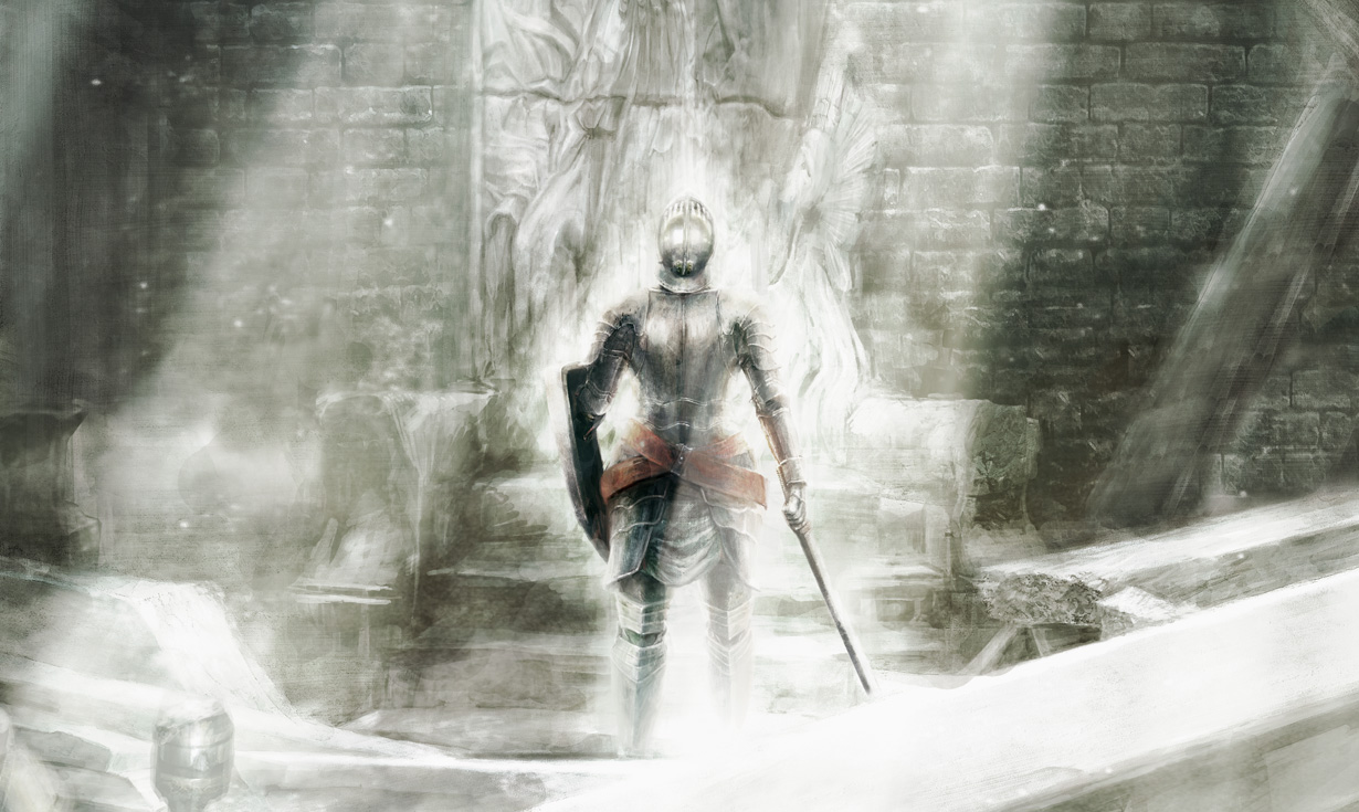 Illustration officielle complète de King’s Field Additional II, publiée dans l’archive FromSoftware.