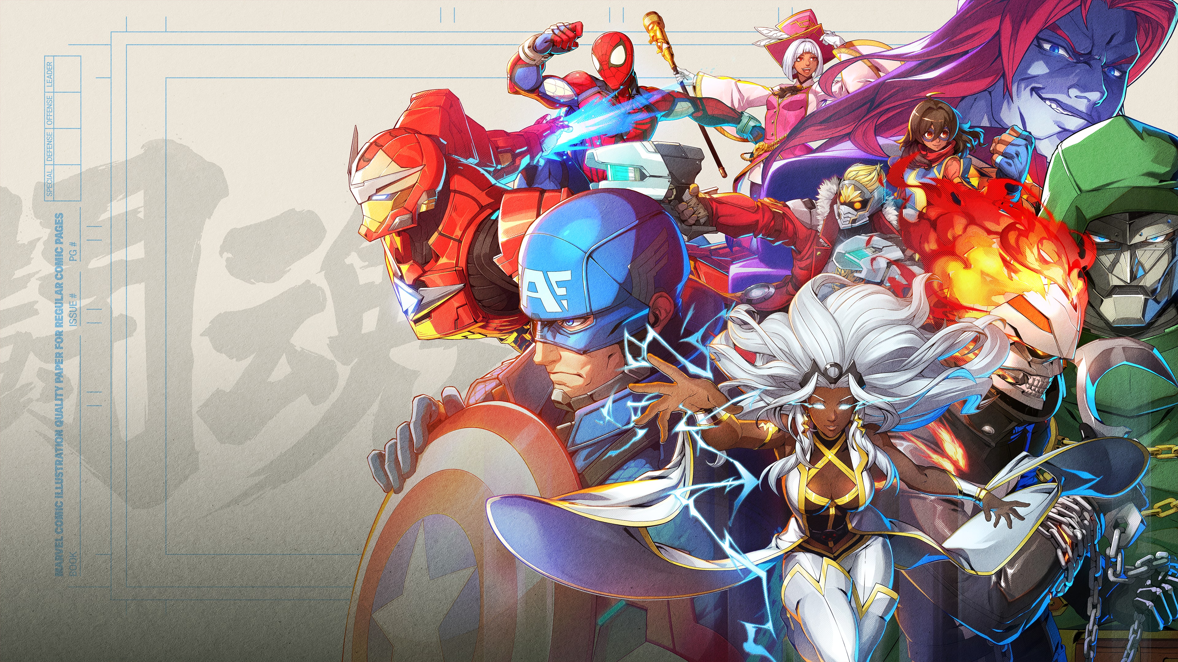 Illustration officielle complète de MARVEL Tōkon: Fighting Souls.