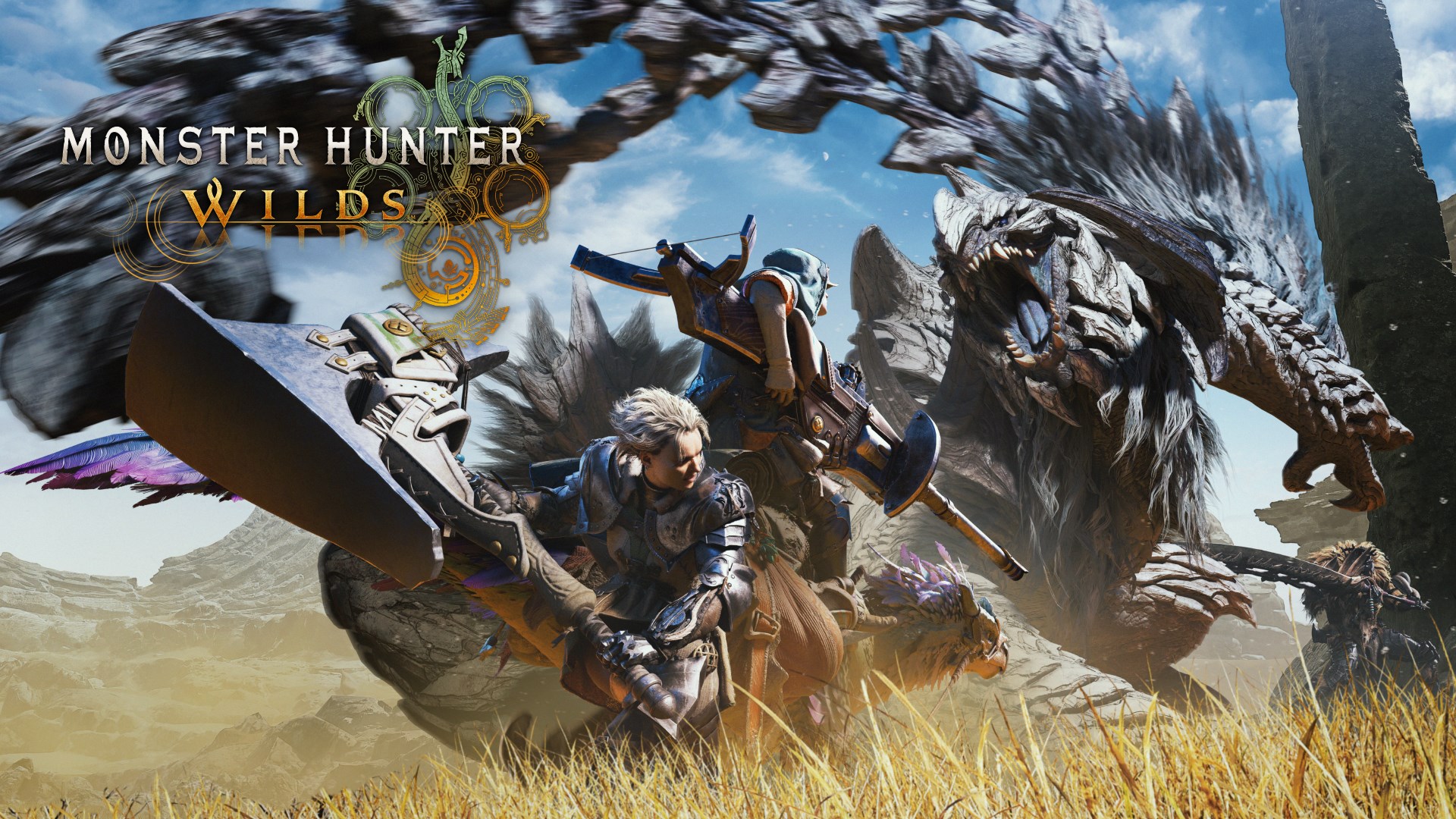 Illustration officielle complète de Monster Hunter Wilds.