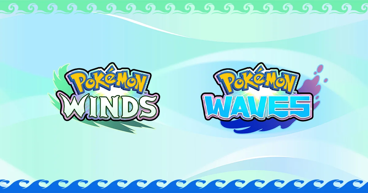 Key art officiel réunissant les logos Pokémon Winds et Pokémon Waves