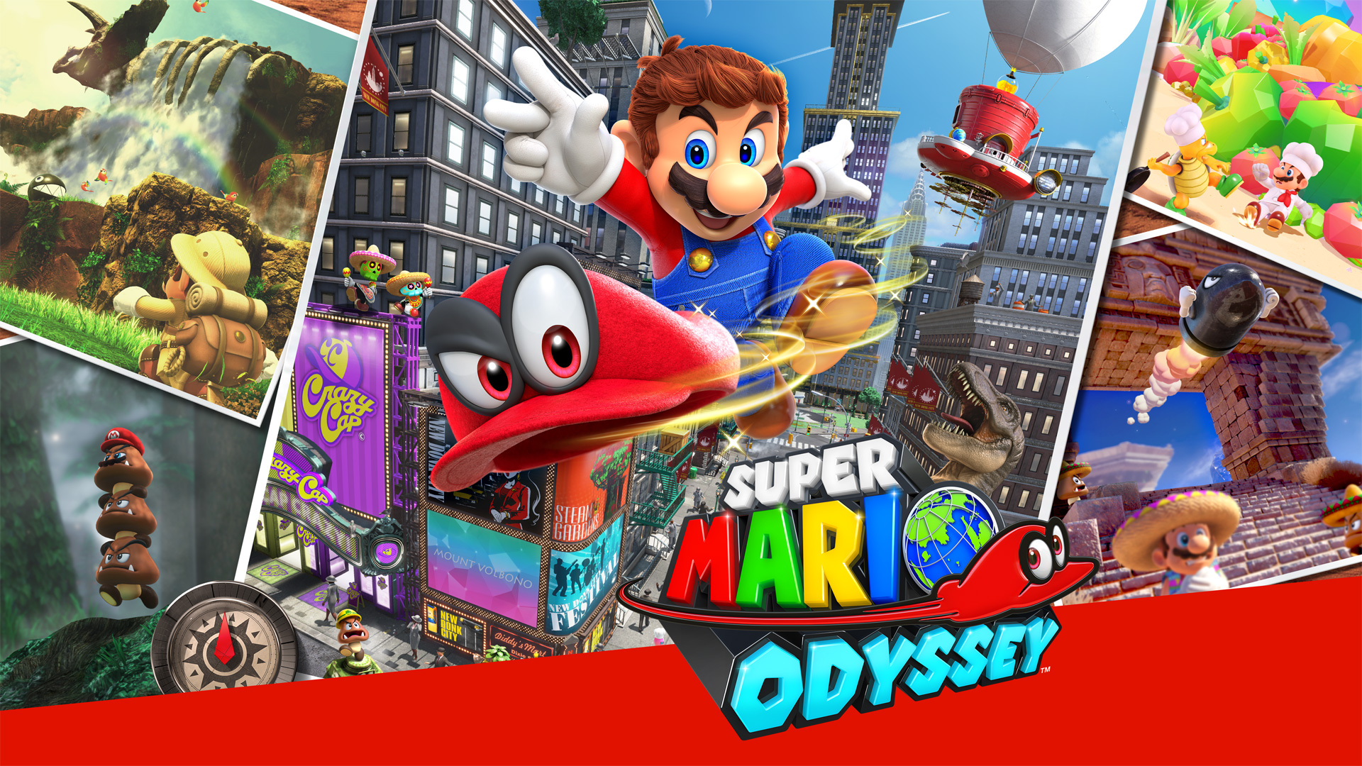 Illustration officielle complète de Super Mario Odyssey.