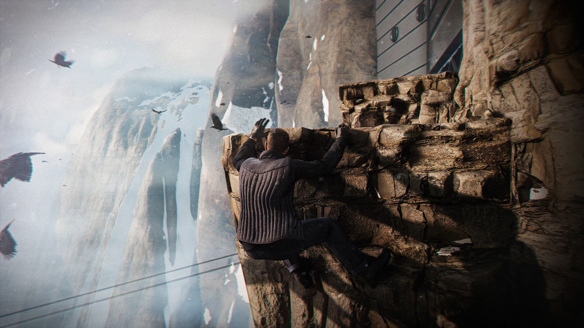 James Bond escaladant une paroi — 007 First Light, visuel officiel
